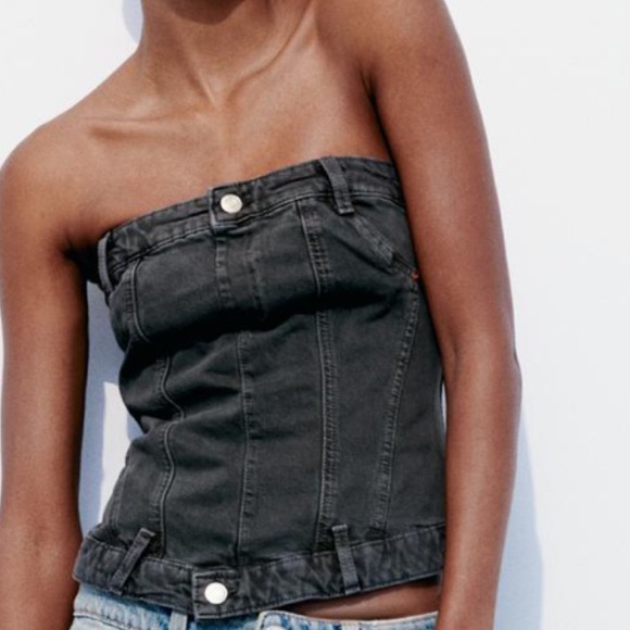 Strapless Denim Zara top - Picture 7 of 8